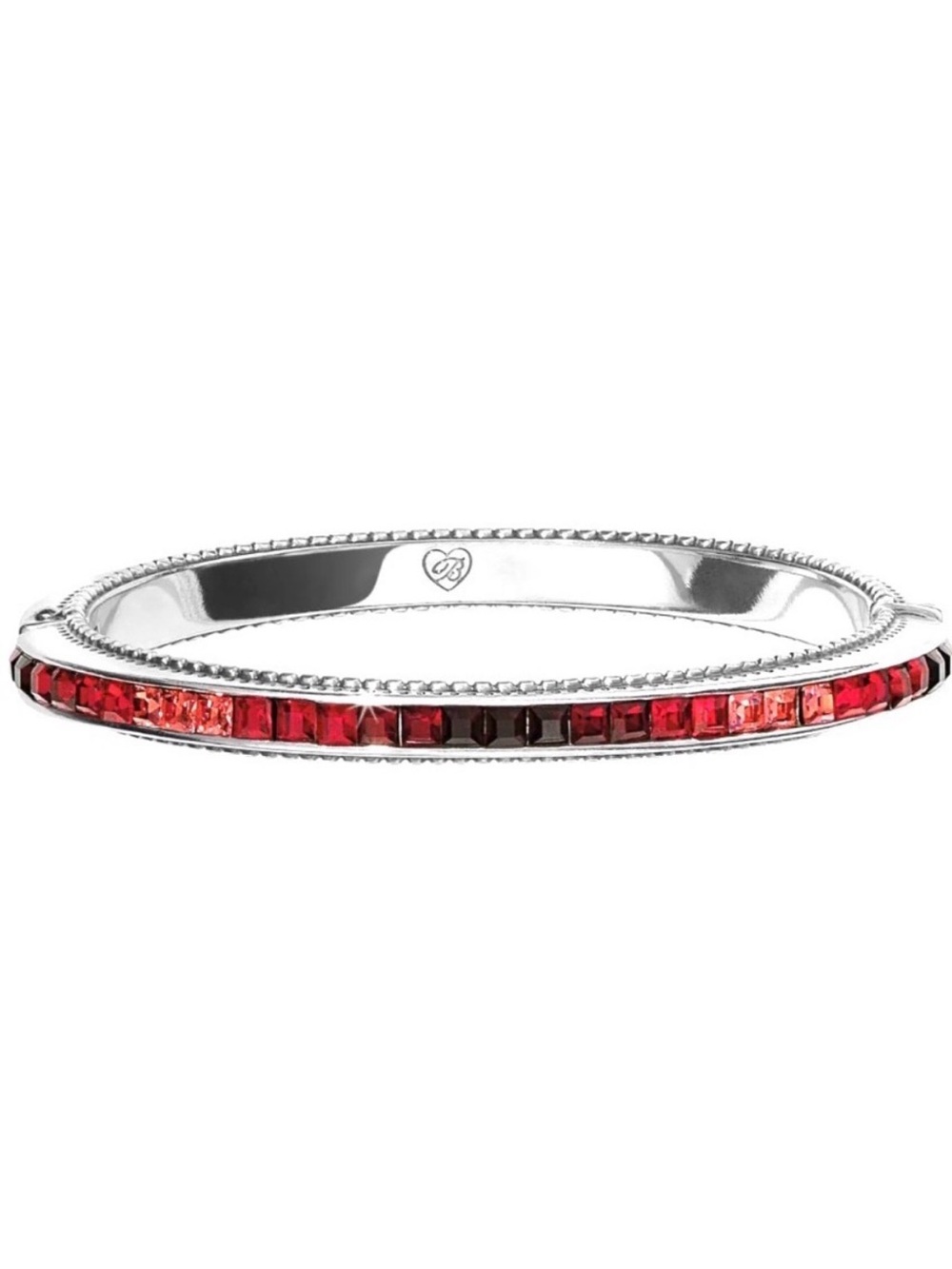 🌹 RARE BRIGHTON VINTAGE SWAROVSKI CRYSTAL Red ‘SPECTRUM’ Silver Hinged Bangle!